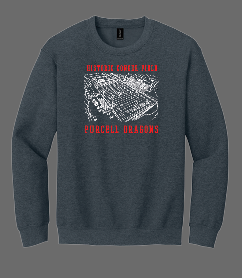 Purcell Band "Line Drawing Field" Design Gildan Crewneck Sweatshirt (drk htr)