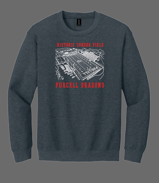 Purcell Band "Line Drawing Field" Design Gildan Crewneck Sweatshirt (drk htr)