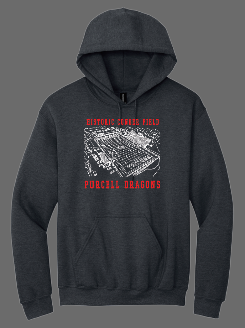 Purcell Band "Line Drawing Field" Design Gildan Hooded Sweatshirt (drk htr)