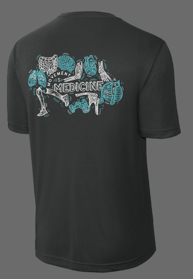 NRH Outpatient Physical Rehab "Movement is Medicine" Design S/S Dri-Fit T-shirt (black)