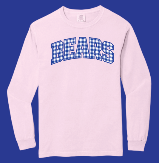 Noble Soccer "Gingham Print" Design Comfort Colors L/S T-shirt (pink)