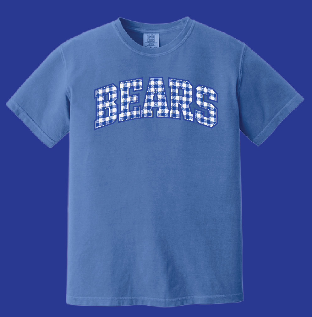 Noble Soccer "Gingham Print" Design Comfort Colors S/S T-shirt (flo blue)