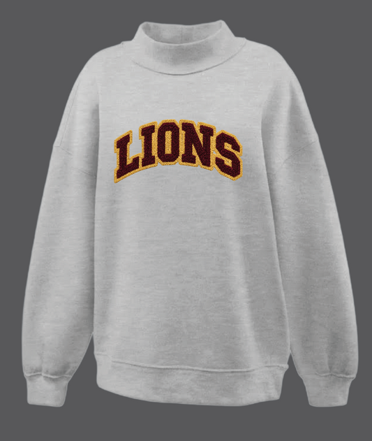 Blanchard PTO "Chenille Lions" Design Mock Neck Sweatshirt