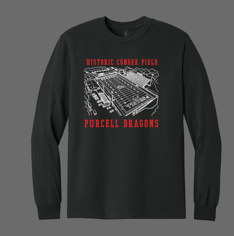 Purcell Band "Line Drawing Field" Design Gildan L/S T-shirt (black)