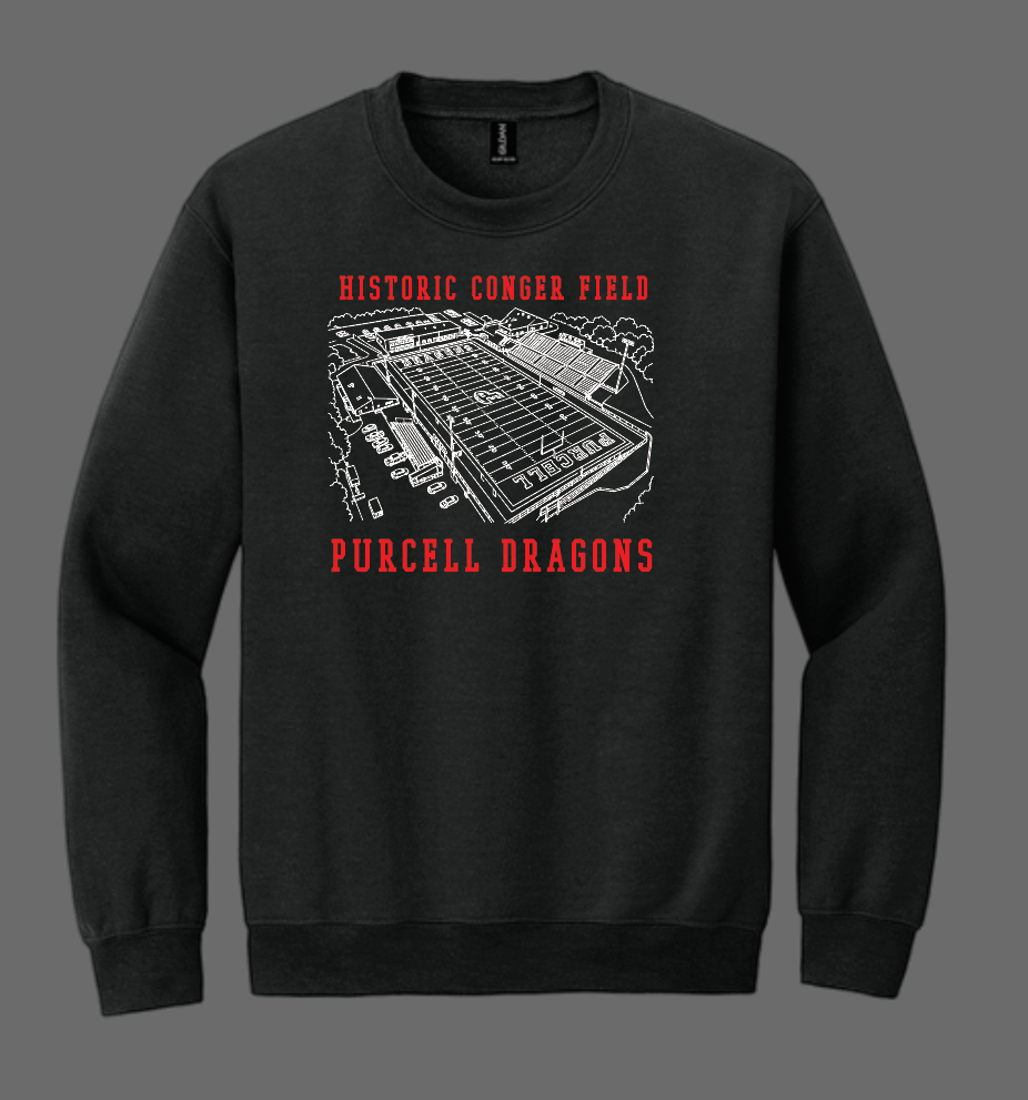 Purcell Band "Line Drawing Field" Design Gildan Crewneck Sweatshirt (black)