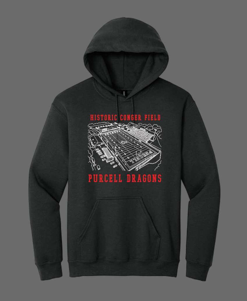 Purcell Band "Line Drawing Field" Design Gildan Hooded Sweatshirt (black)