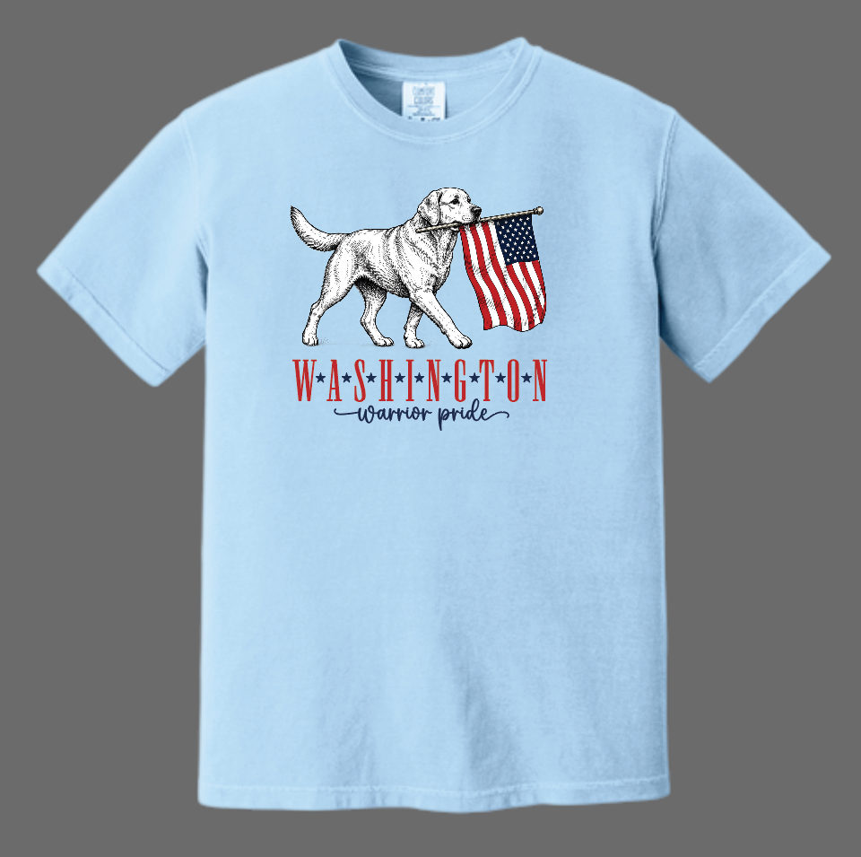 Washington High "Flag Pooch" Design Comfort Colors S/S T-shirt (hydrangea)