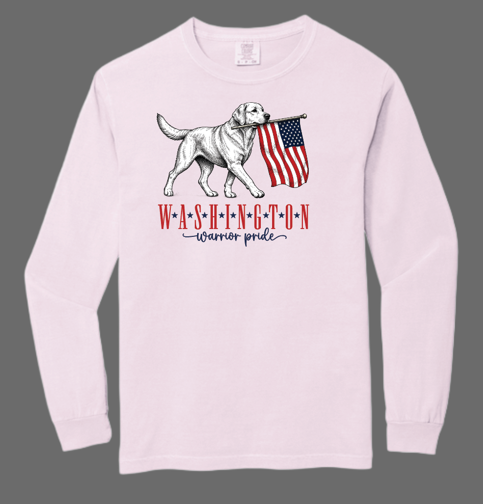 Washington High "Flag Pooch" Design Comfort Colors L/S T-shirt (blossom)