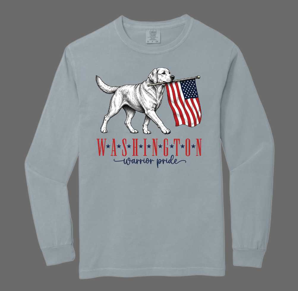 Washington High "Flag Pooch" Design Comfort Colors L/S T-shirt (granite)