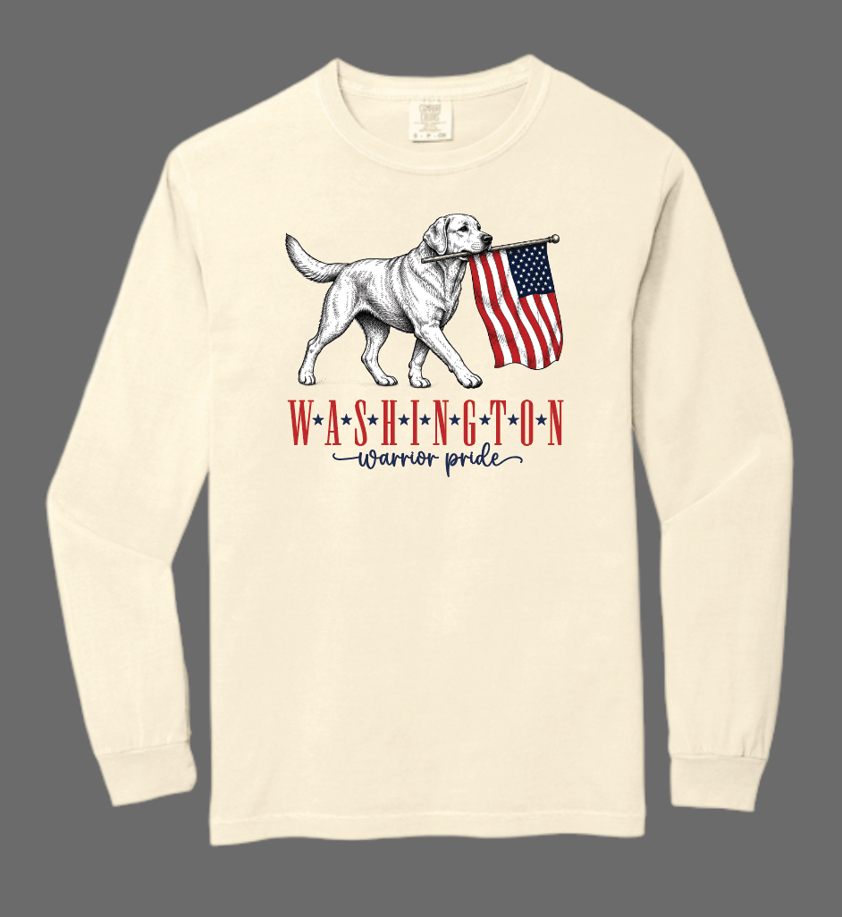 Washington High "Flag Pooch" Design Comfort Colors L/S T-shirt (ivory)
