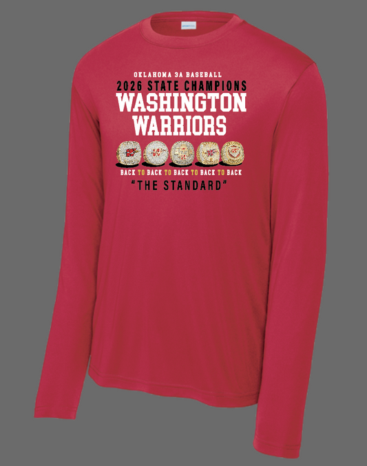 Washington Baseball "State Champion" Design Dri-Fit L/S T-shirt