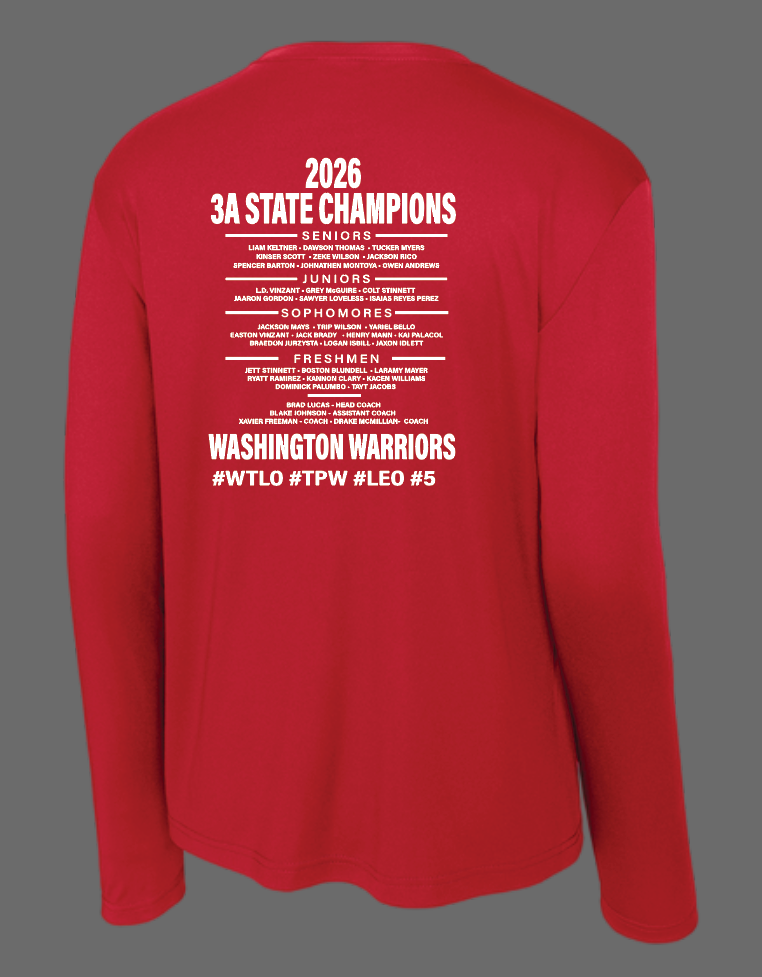 Washington Baseball "State Champion" Design Dri-Fit L/S T-shirt