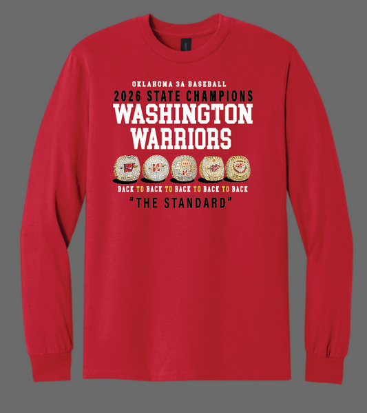 Washington Baseball "State Champion" Design Gildan L/S T-shirt