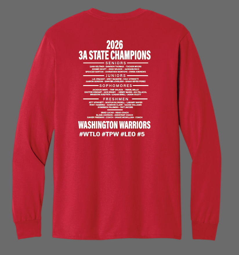 Washington Baseball "State Champion" Design Gildan L/S T-shirt