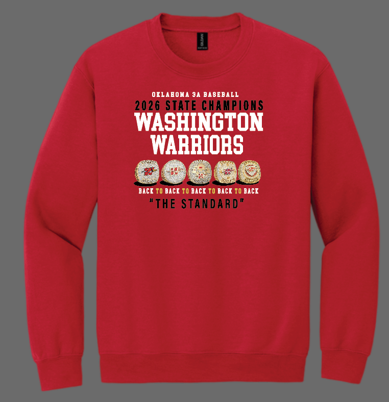 Washington Baseball "State Champion" Design Gildan Crewneck Sweatshirt