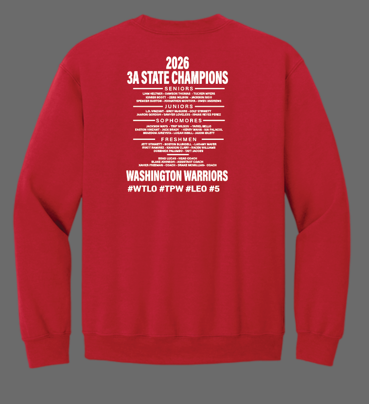 Washington Baseball "State Champion" Design Gildan Crewneck Sweatshirt