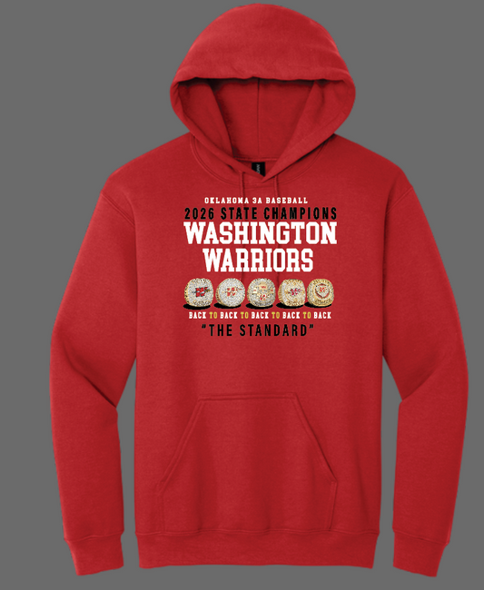 Washington Baseball "State Champion" Design Gildan Hooded Sweatshirt
