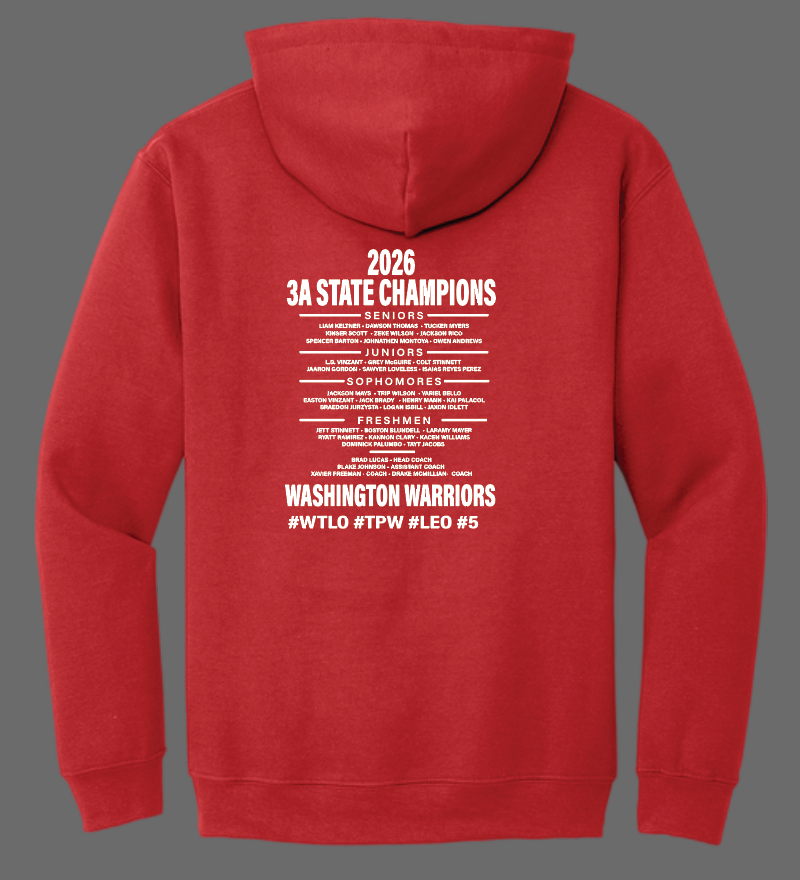 Washington Baseball "State Champion" Design Gildan Hooded Sweatshirt