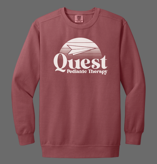 Quest "Sunset" Design Comfort Colors Crewneck Sweatshirt (crimson)