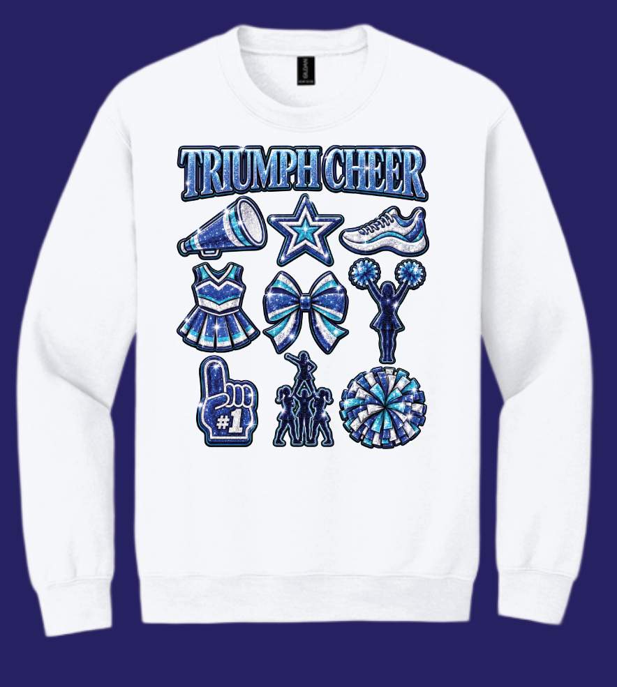 Triumph Cheer "Bling" Design Crewneck Sweatshirt (white)