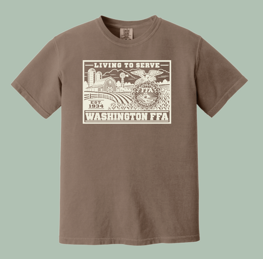 Washington FFA "Living to Serve" Design Comfort Colors S/S T-shirt (brown)