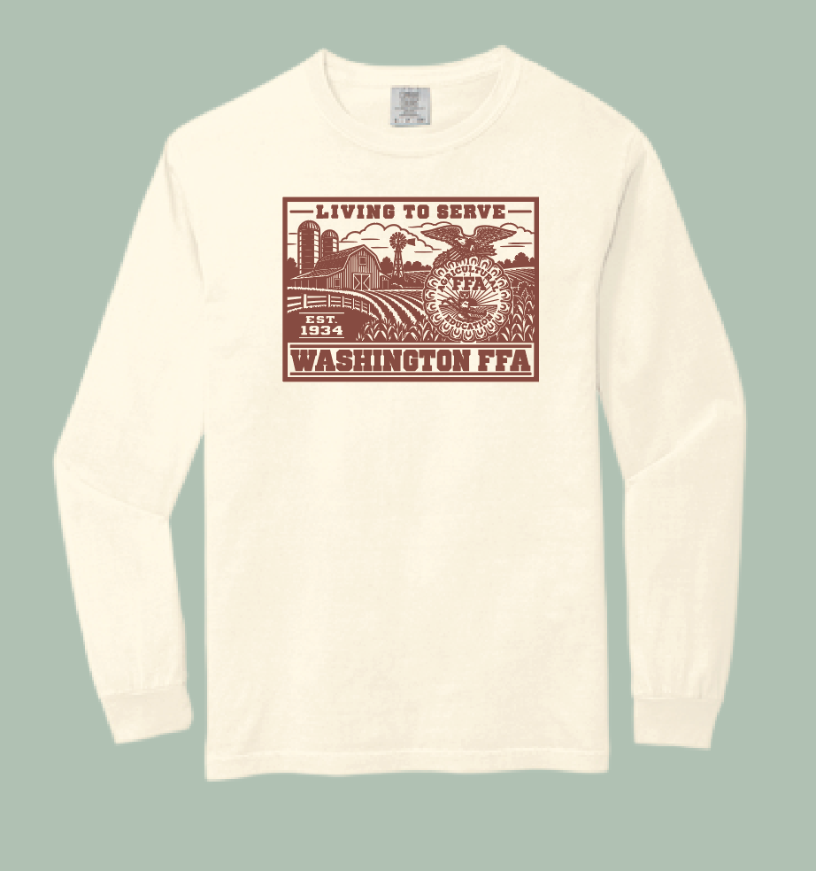 Washington FFA "Living to Serve" Design Comfort Colors L/S T-shirt (ivory)