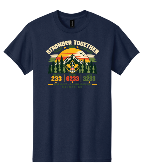 Troop 6233 & 233 & Pack 3233 "Brighter Tomorrows" Design S/S T-shirt (navy)(adult)