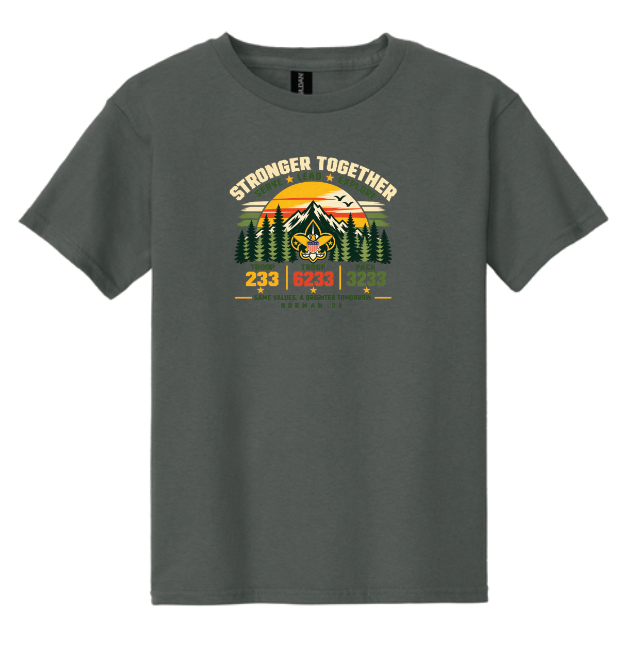 Troop 6233 & 233 & Pack 3233 "Brighter Tomorrows" Design S/S T-shirt (charcoal)(youth)