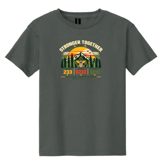 Troop 6233 & 233 & Pack 3233 "Brighter Tomorrows" Design S/S T-shirt (charcoal)(youth)