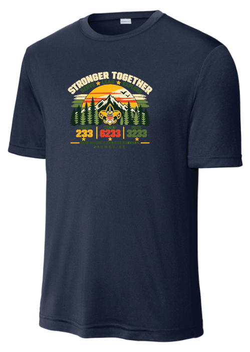 Troop 6233 & 233 & Pack 3233 "Brighter Tomorrows" Design S/S Dri-Fit T-shirt (navy)(youth/adult)