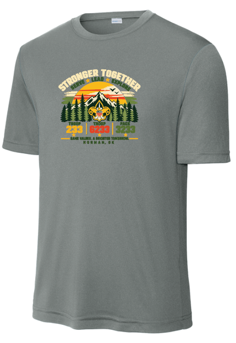 Troop 6233 & 233 & Pack 3233 "Brighter Tomorrows" Design S/S Dri-Fit T-shirt (grey)(youth/adult)