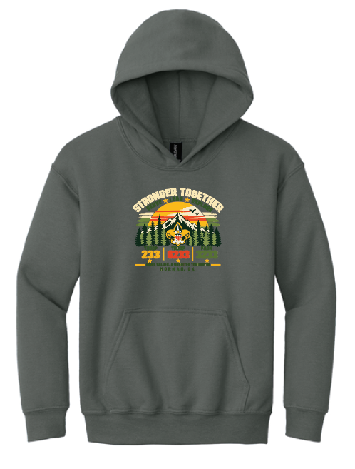 Troop 6233 & 233 & Pack 3233 "Brighter Tomorrows" Design Hooded Sweatshirt (grey)(youth/adult)