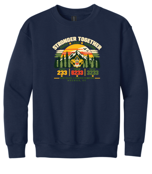 Troop 6233 & 233 & Pack 3233 "Brighter Tomorrows" Design Crewneck Sweatshirt (navy)(youth/adult)