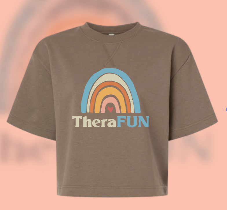TheraFun "Logo" Design French Terry Mid-Length Boxy Top (savana)(alt)