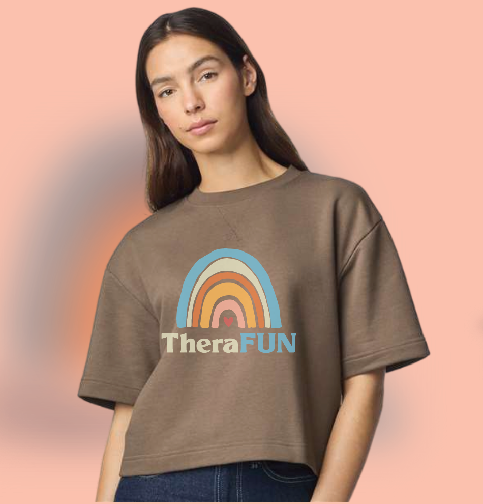 TheraFun "Logo" Design French Terry Mid-Length Boxy Top (savana)(alt)