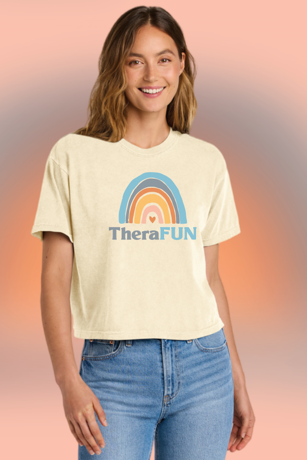 TheraFun "Logo" Design S/S Comfort Colors Women's BoxyT-shirt (ivory)(reg)