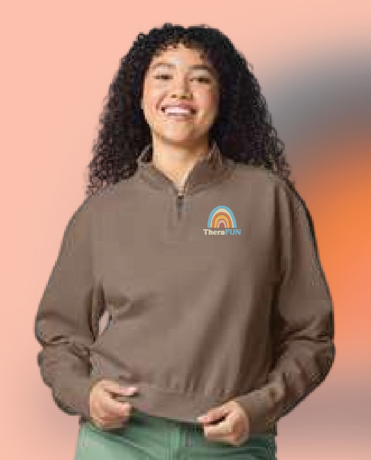 TheraFun "Logo" Design Comfort Colors Women's Mid-Length 1/4 (brown)(altp)
