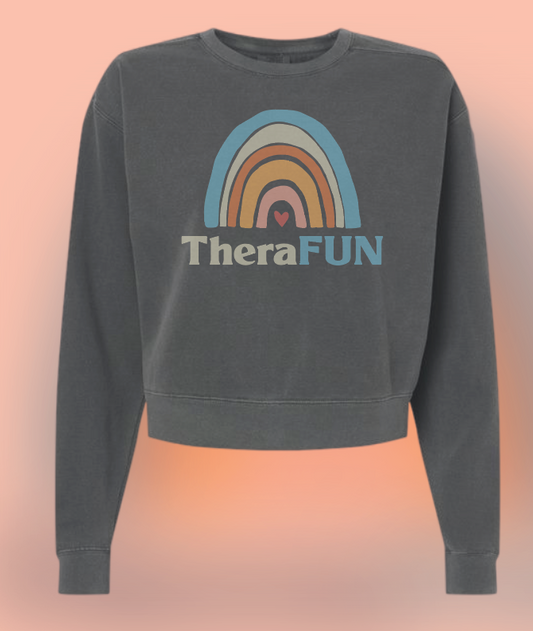 TheraFun "Logo" Design Comfort Colors Women's Mid-Length Crewneck (pepper)(alt)