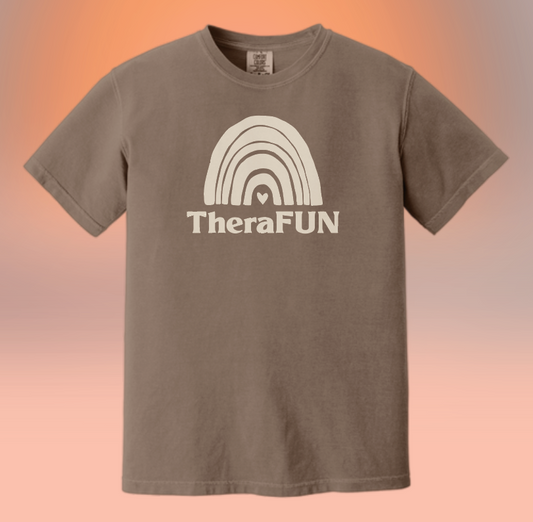 TheraFun "Logo" Design S/S Comfort Colors T-shirt (brown)(1c)