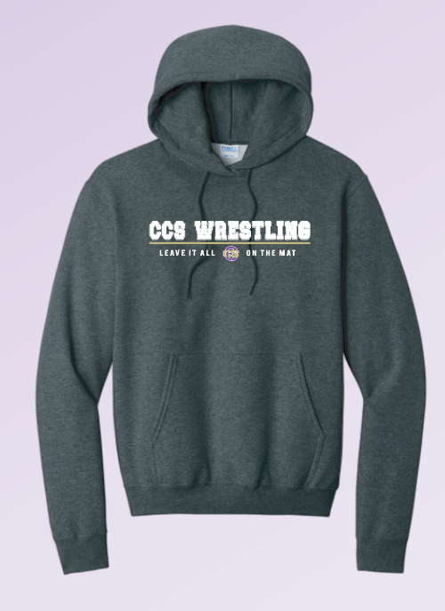 CCS Wrestling "Leave it on the Mat" Design Hooded Sweatshirt (dark heather)