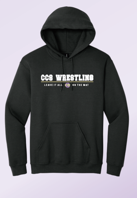 CCS Wrestling "Leave it on the Mat" Design Hooded Sweatshirt (black)