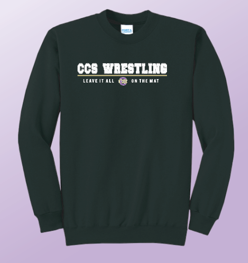 CCS Wrestling "Leave it on the Mat" Design Crewneck Sweatshirt (black)