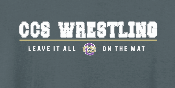 CCS Wrestling "Leave it on the Mat" Design Crewneck Sweatshirt (dark heather)