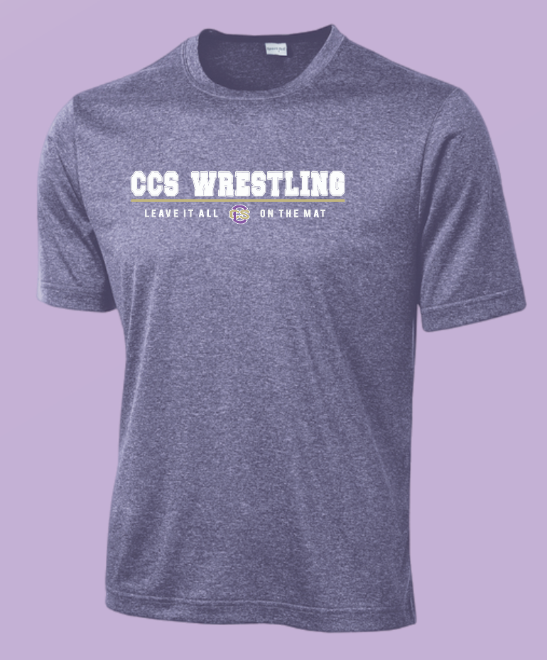 CCS Wrestling "Leave it on the Mat" Design Dri-fit S/S T-shirt (purple heather)