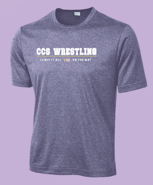 CCS Wrestling "Leave it on the Mat" Design Dri-fit S/S T-shirt (purple heather)