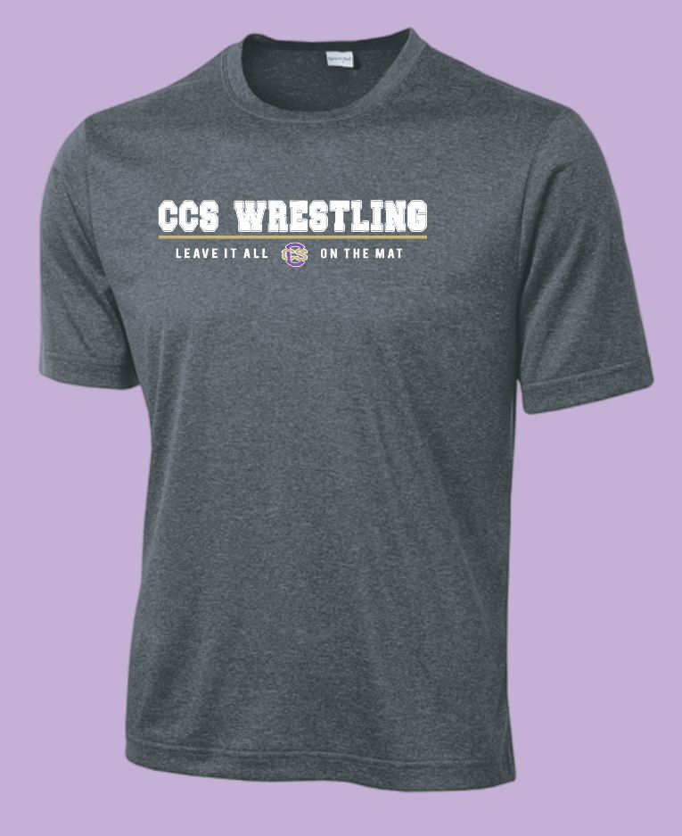 CCS Wrestling "Leave it on the Mat" Design Dri-fit S/S T-shirt (graphite heather)