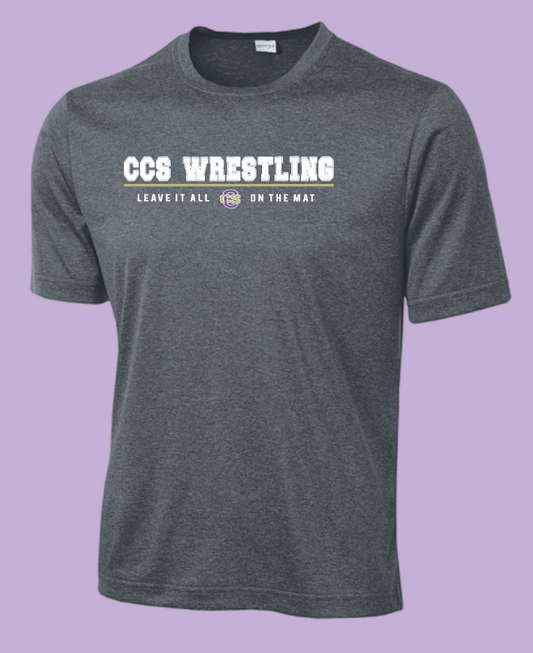 CCS Wrestling "Leave it on the Mat" Design Dri-fit S/S T-shirt (graphite heather)
