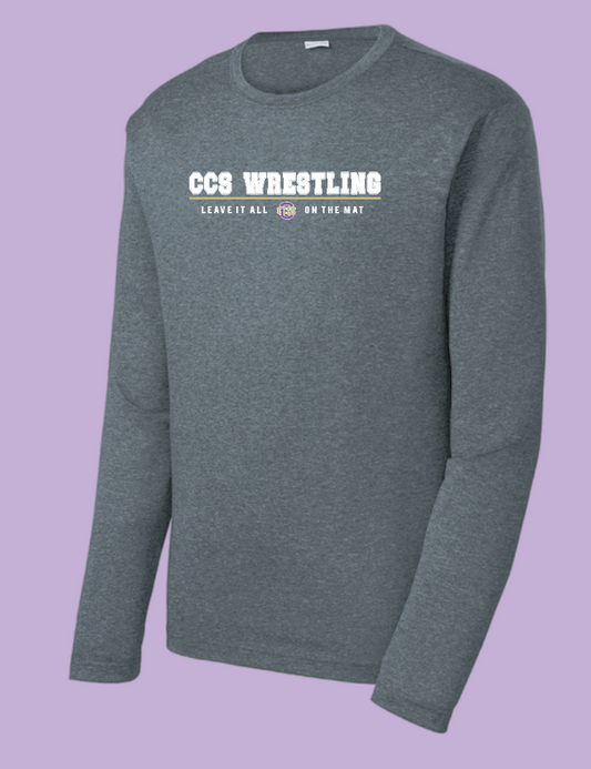 CCS Wrestling "Leave it on the Mat" Design Dri-fit L/S T-shirt (graphite heather)