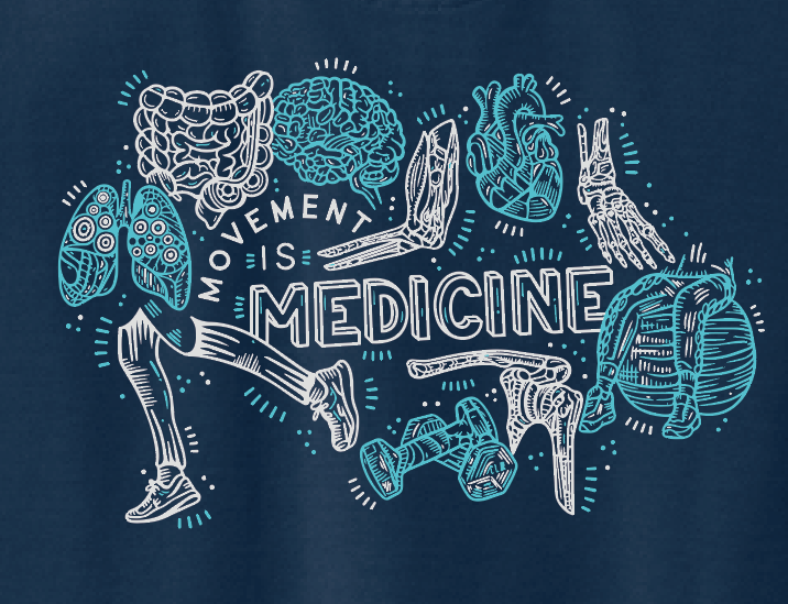 NRH Rehab "Movement in Medicine" Design Comfort Colors Crewneck Sweatshirt (navy)