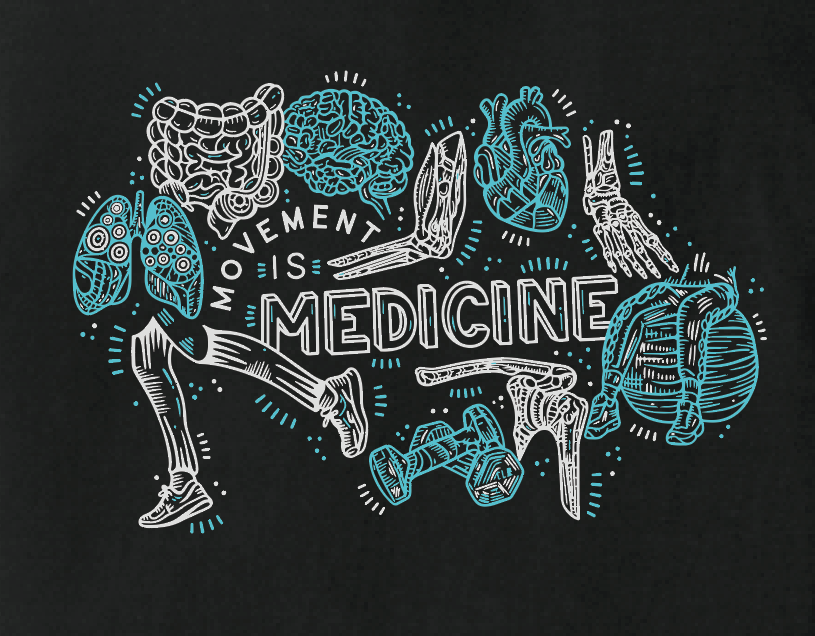 NRH Rehab "Movement in Medicine" Design Comfort Colors S/S T-shirt (black)